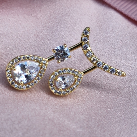 14k gold-plated zirconia drop stud - Picture 5 of 8